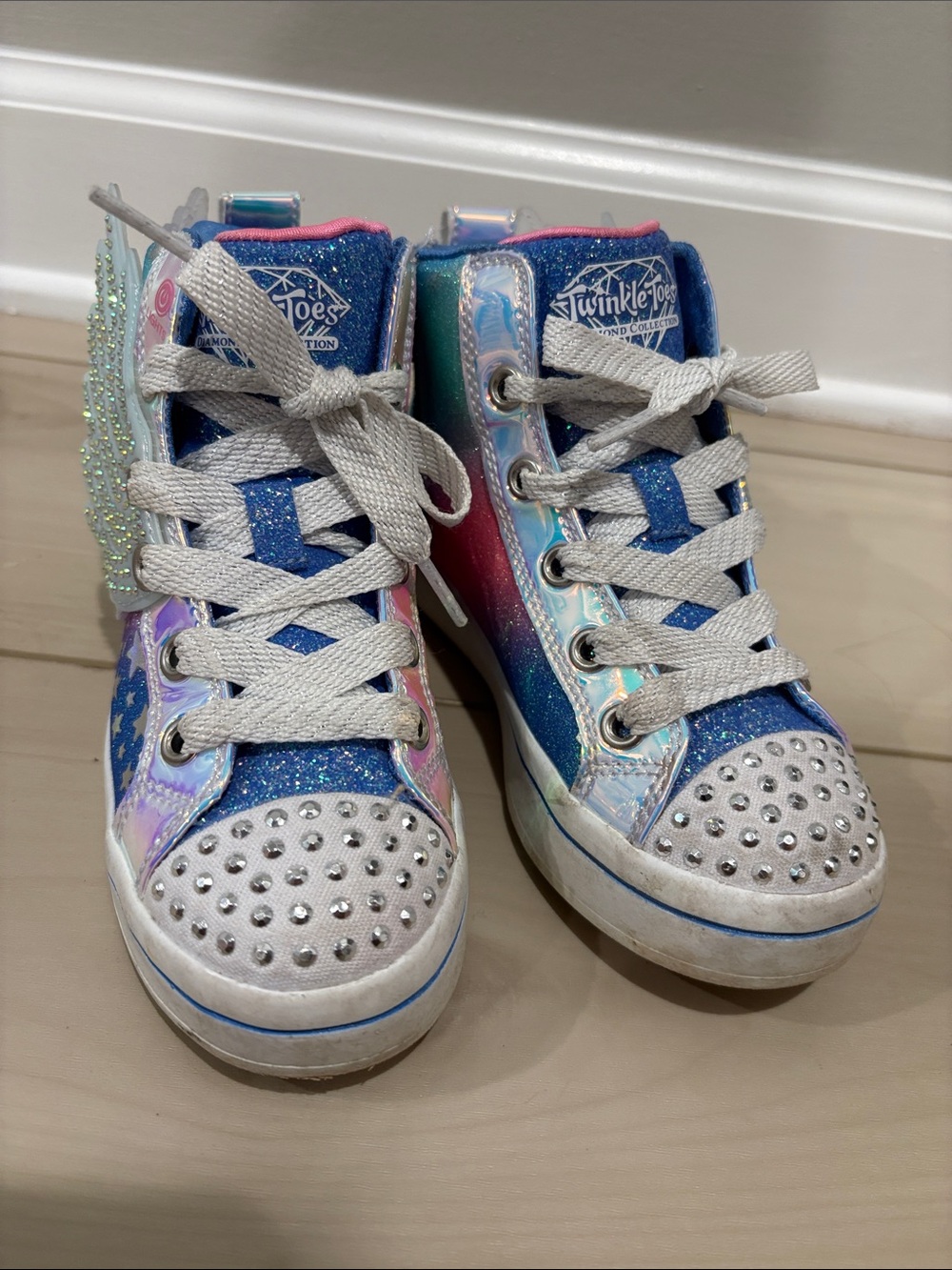 Skechers Kids High-Top Sneakers - Blue, Pink, Teal, Silver - Picture 2 of 8